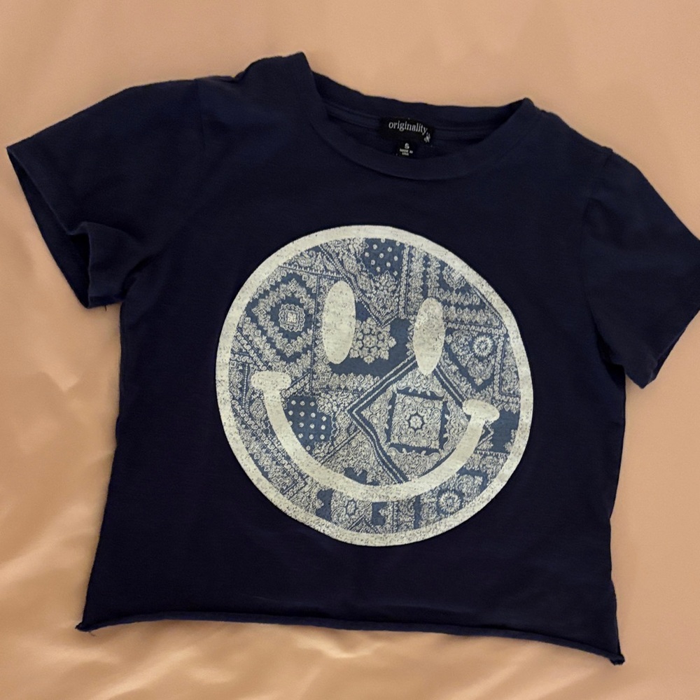 Originality Navy Blue Kids Smiley Tee